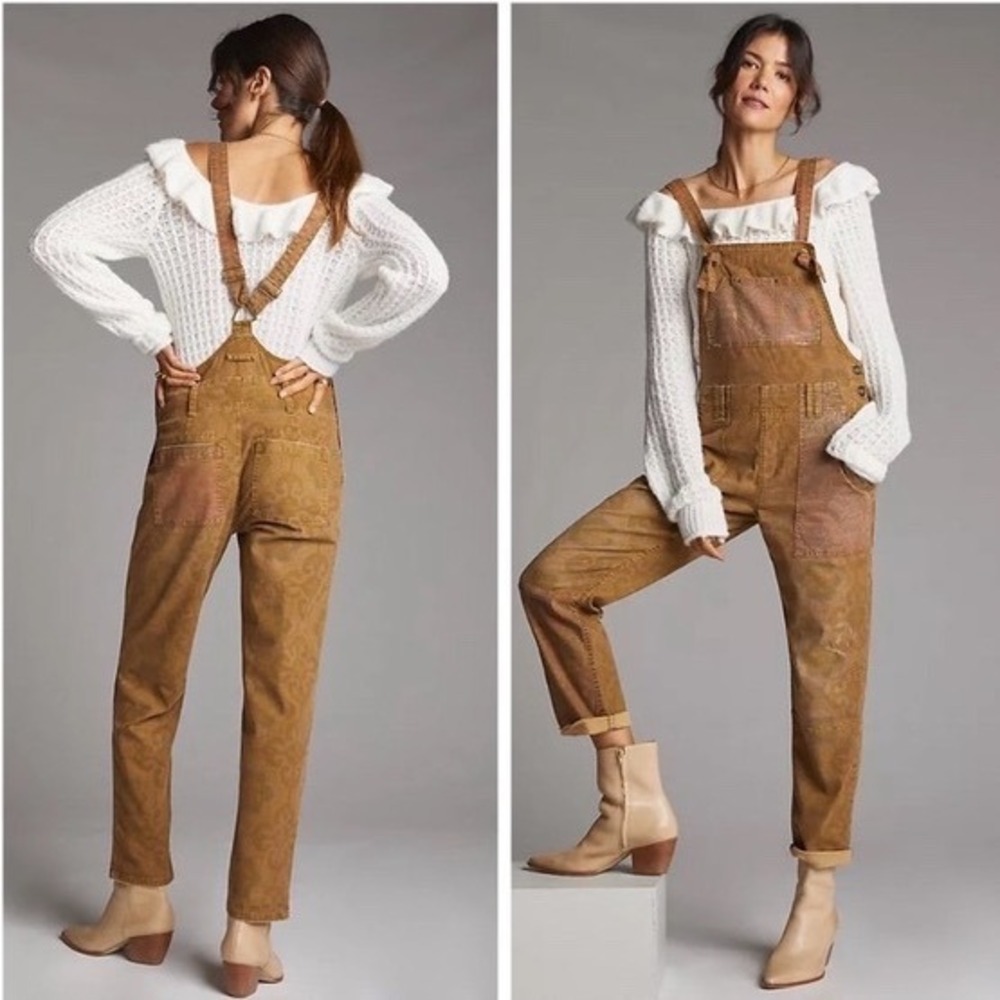 Pilcro The Wanderer Overall 25 Brown Paisley Print Cotton Denim Anthropologie